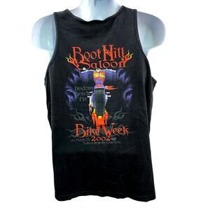 USA made Daytona Motorcycle Bike Week 2002 Boot Hill Saloon T Shirt Size L Black